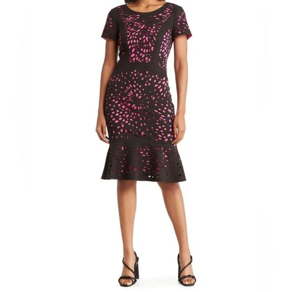 FOCUS by Shani - Laser Cut Dress With Flounce Size 10 - Picture 1 of 10